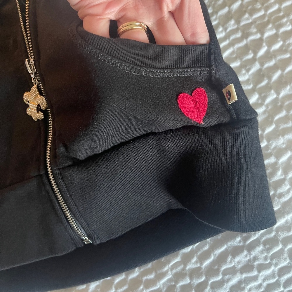 Twisted Heart Black Hoodie wideleg Pants track set bling embellishments M Y2K - Picture 12 of 17
